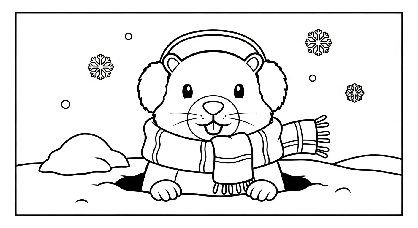 coloriage Jour de la Marmotte à imprimer pour enfant de 4 ans