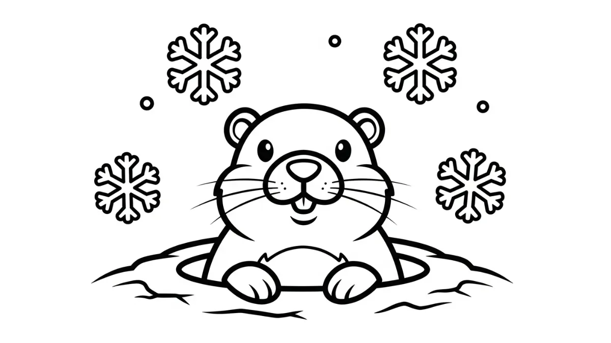 coloriage Jour de la Marmotte pour enfant