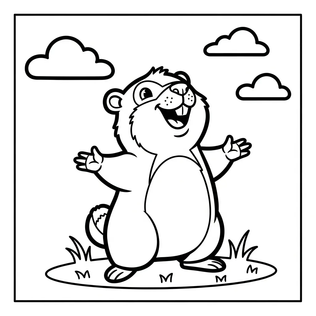 coloriage Jour de la Marmotte gratuit a imprimer 1