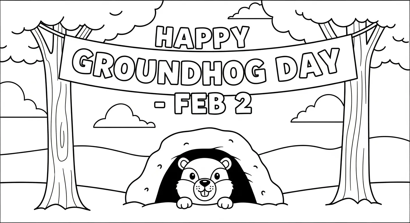 coloriage Jour de la Marmotte et decoupage