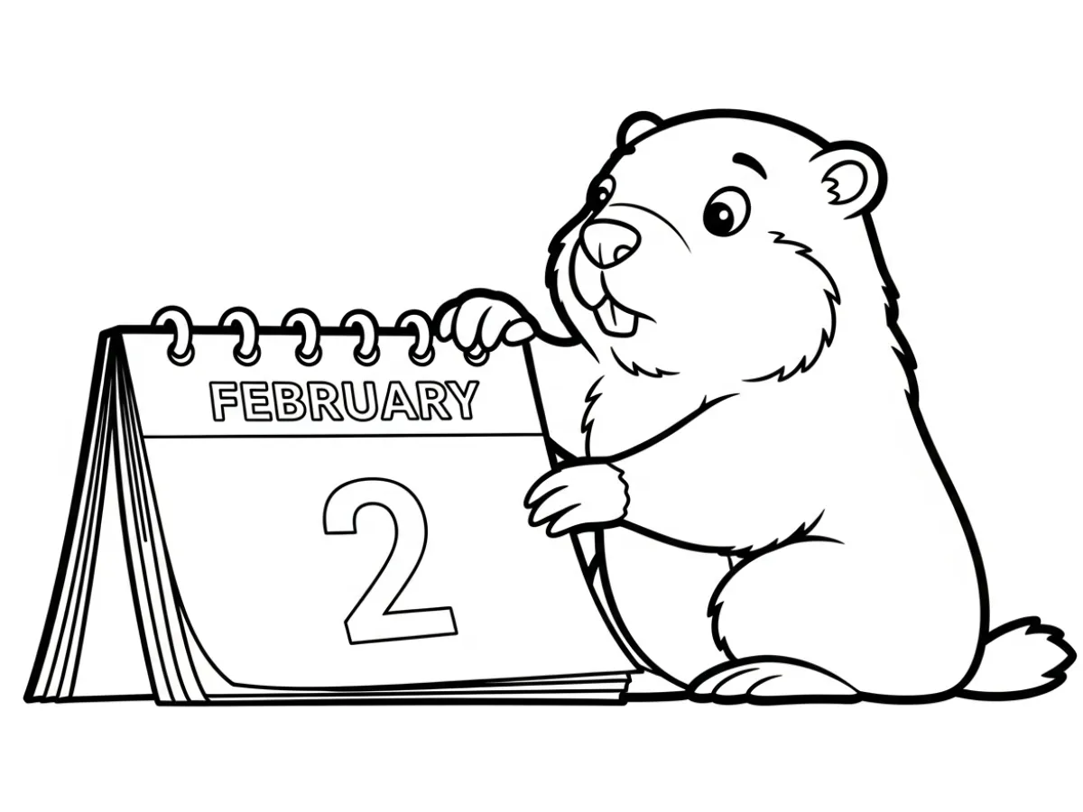 coloriage Jour de la Marmotte à imprimer