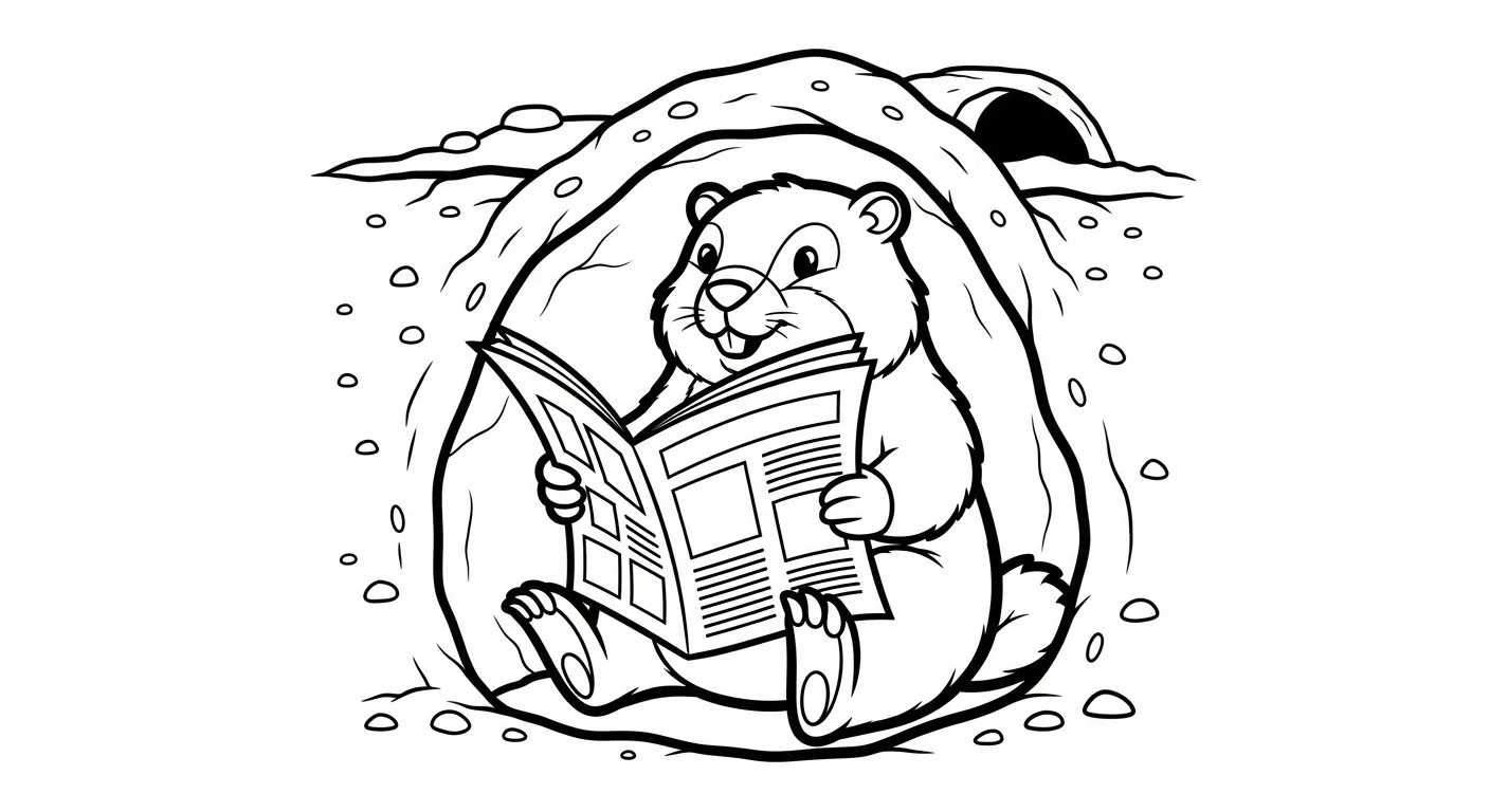 coloriage Jour de la Marmotte de pour enfants