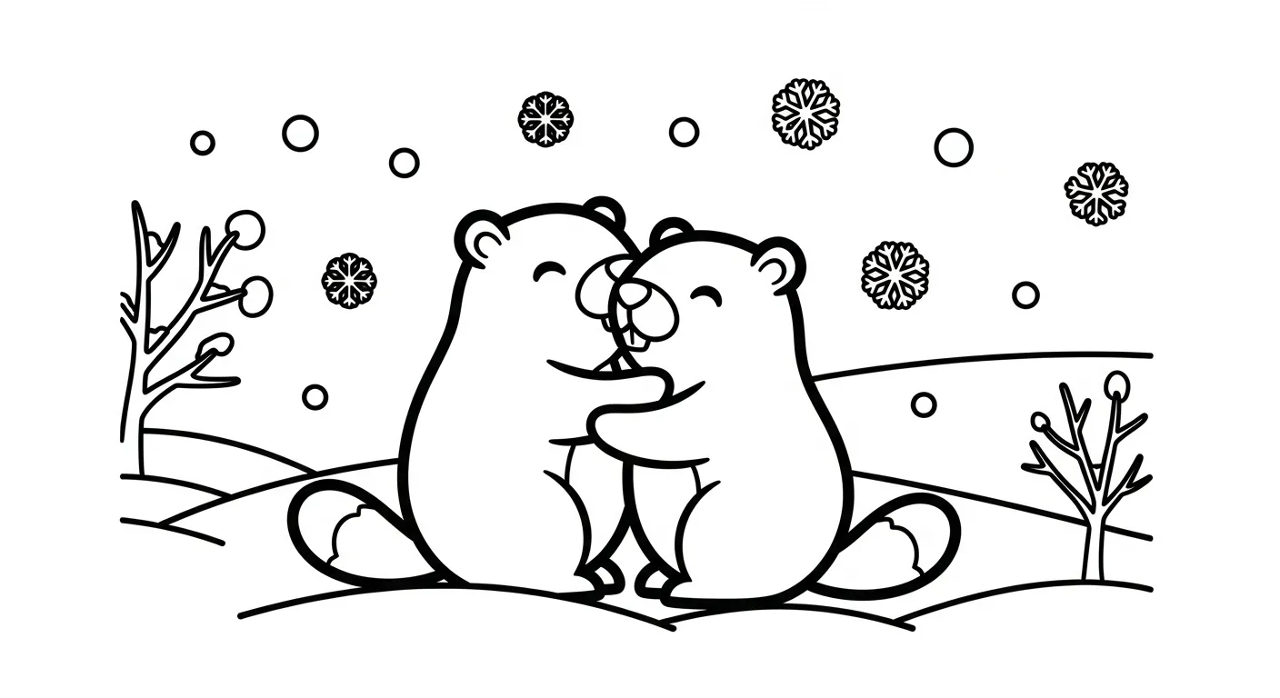 coloriage Jour de la Marmotte pour enfants a imprimer gratuit