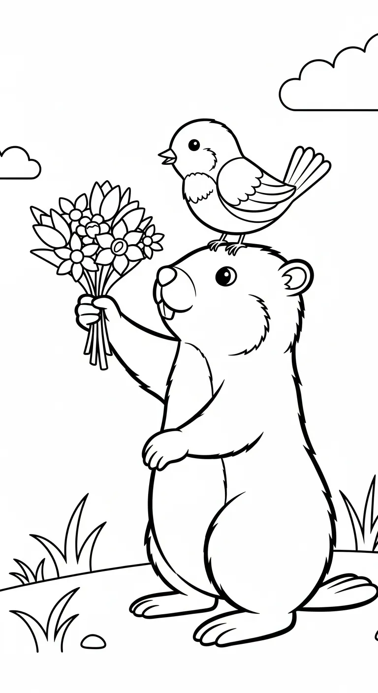 coloriage Jour de la Marmotte pour enfant de 8 ans
