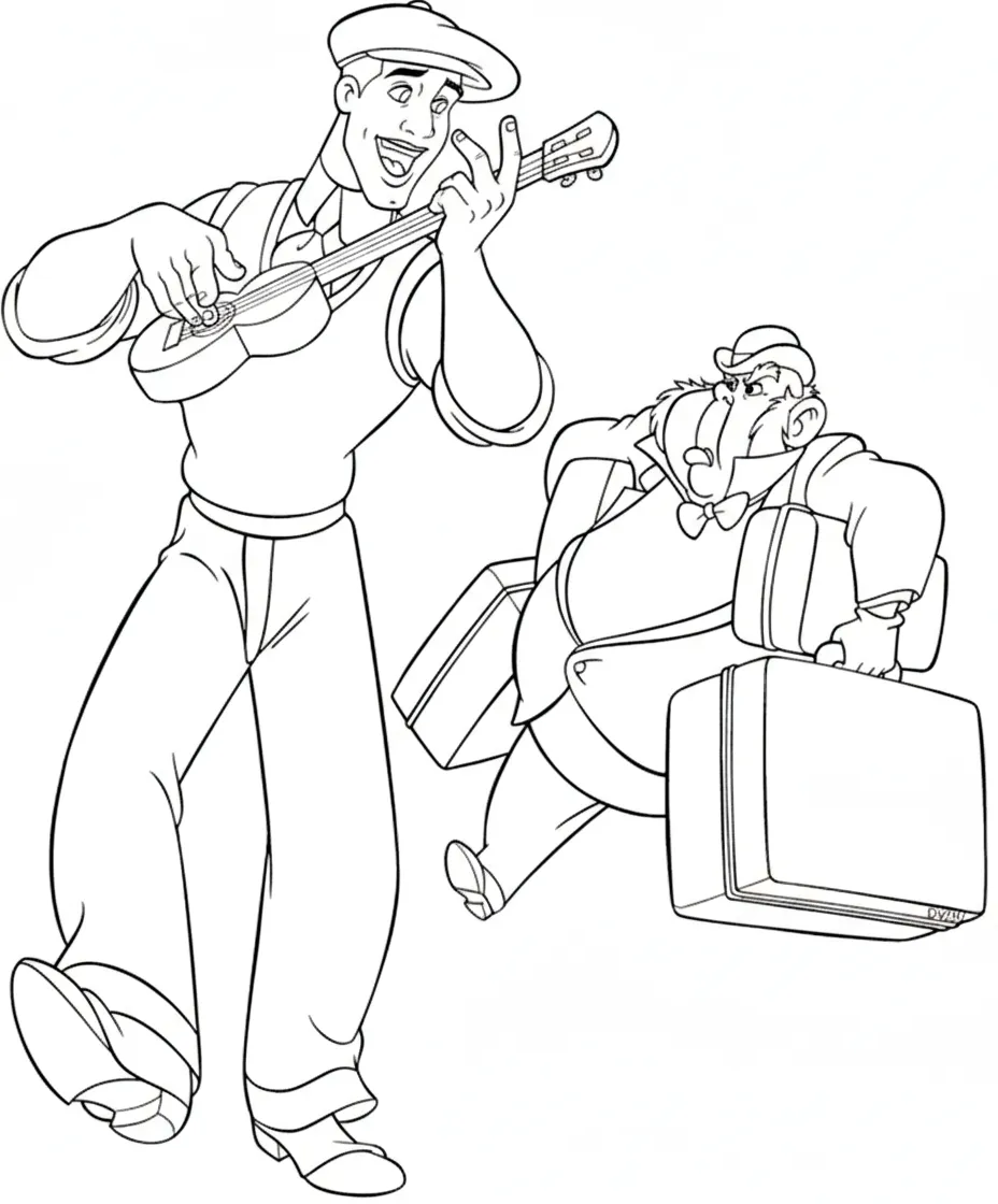 coloriage La Princesse et la Grenouille à imprimer pdf 1