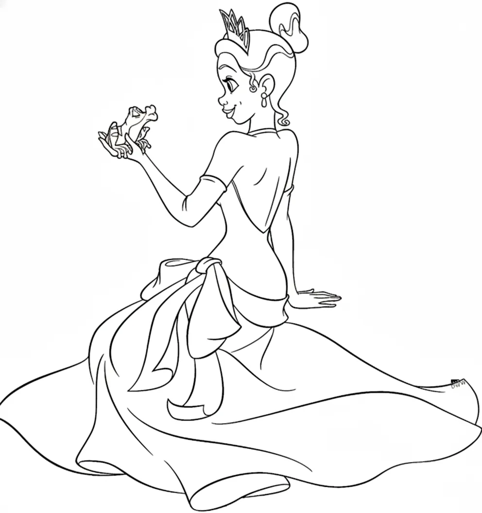 coloriage La Princesse et la Grenouille pour enfant de 4 ans