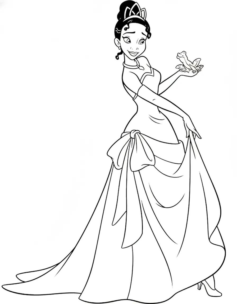 coloriage La Princesse et la Grenouille à imprimer gratuit