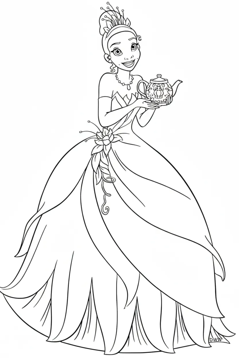 imprimer coloriage La Princesse et la Grenouille pour enfant