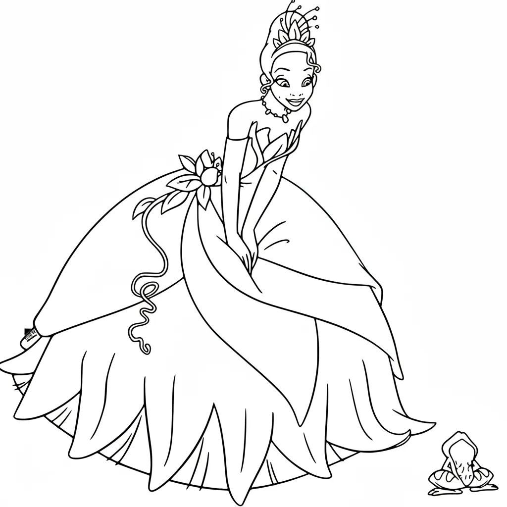 coloriage La Princesse et la Grenouille et apprentissage