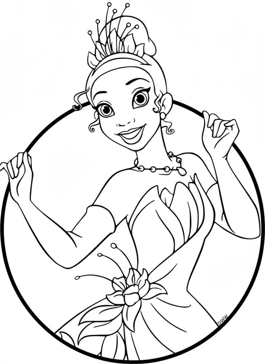 coloriage La Princesse et la Grenouille pour enfant à imprimer