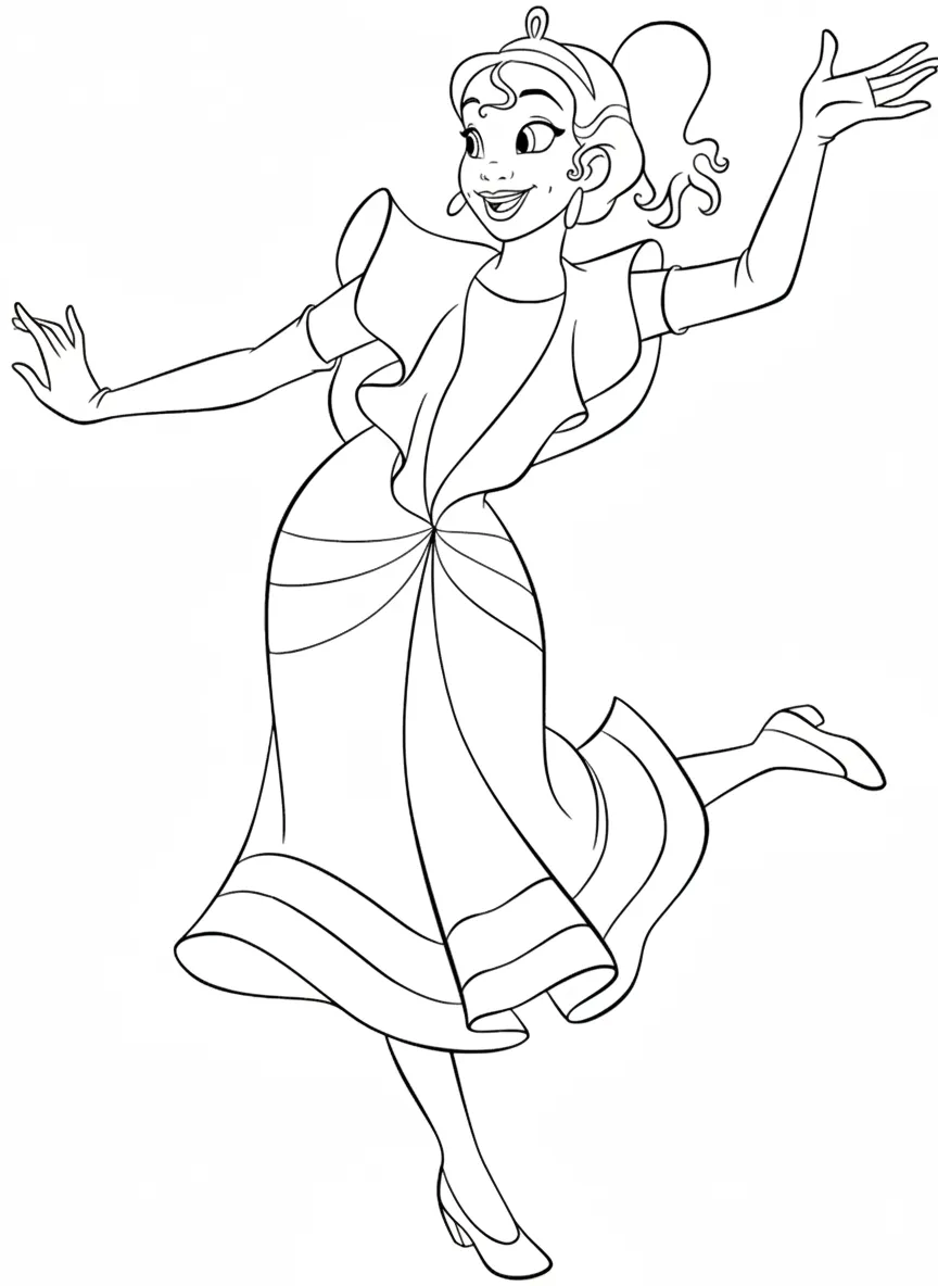 coloriage La Princesse et la Grenouille à imprimer pour enfant de 4 ans