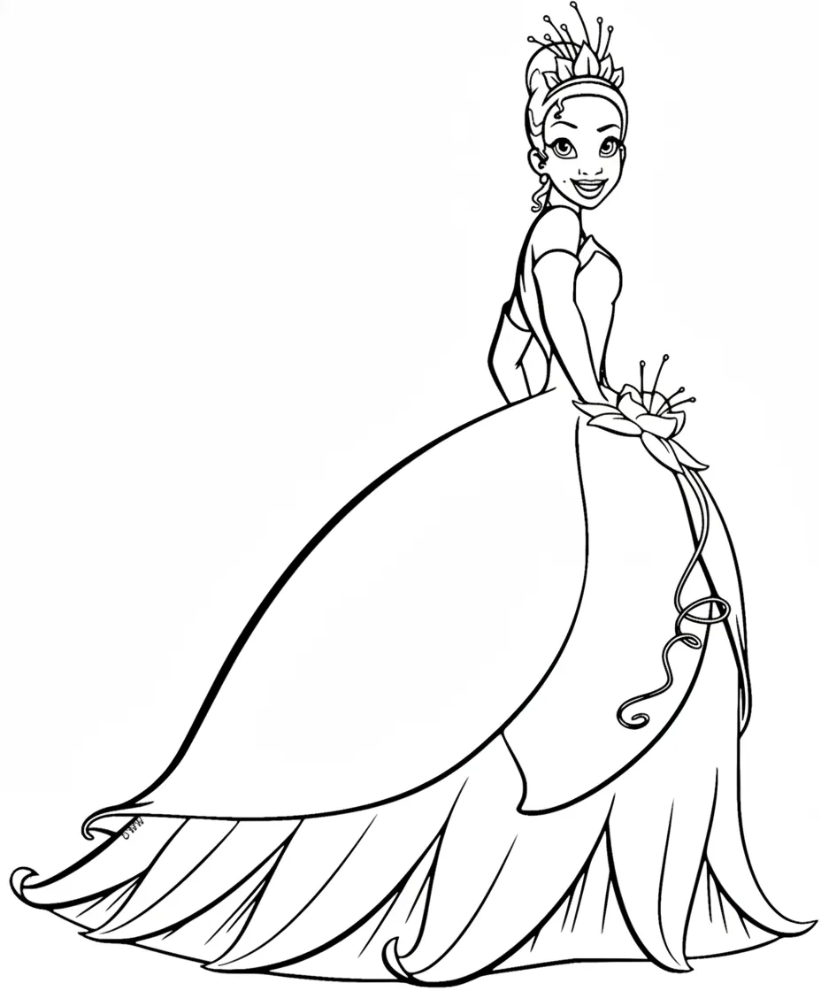 coloriage La Princesse et la Grenouille a imprimer pour enfant de 4 ans 1