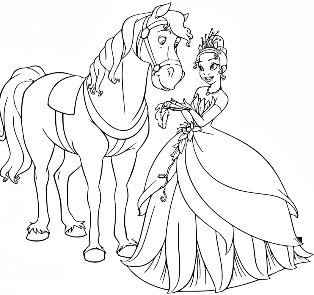 coloriage La Princesse et la Grenouille à imprimer 1