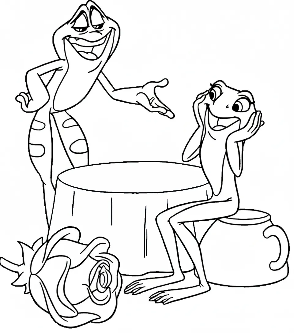 coloriage La Princesse et la Grenouille a imprimer gratuit