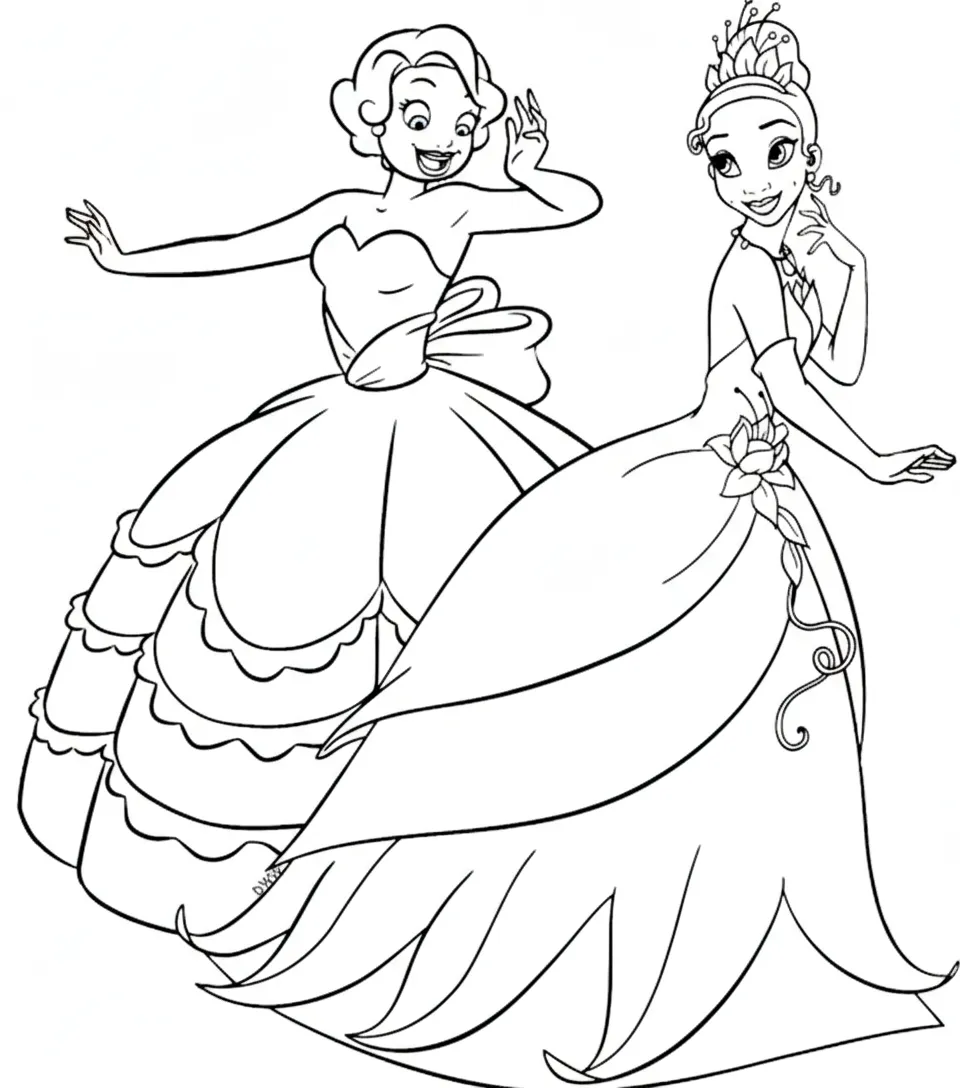 imprimer coloriage La Princesse et la Grenouille gratuit