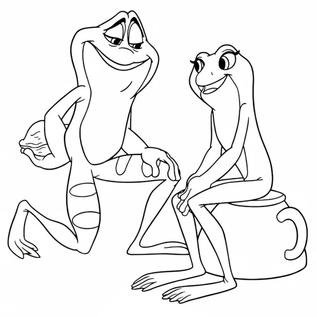 coloriage La Princesse et la Grenouille gratuit à imprimer