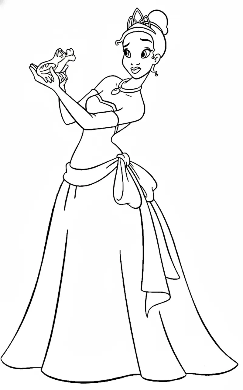 coloriage La Princesse et la Grenouille a imprimer pour enfant de 4 ans 2