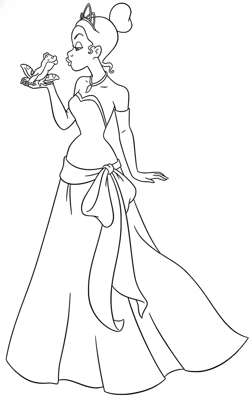 coloriage La Princesse et la Grenouille et découpage à imprimer