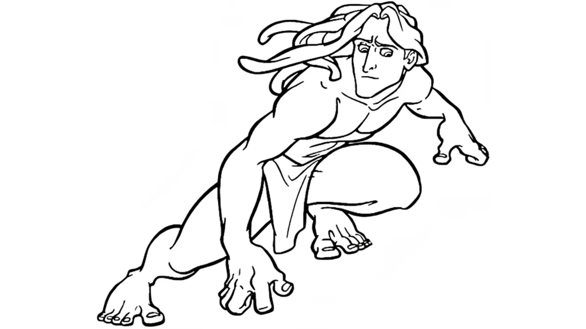 coloriage Tarzan à imprimer pour enfant de 3 ans