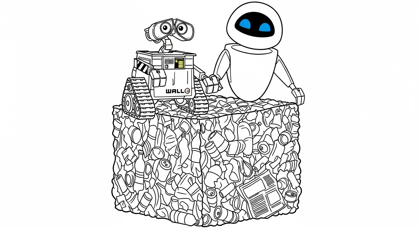 coloriage Wall E à imprimer kawaii 1