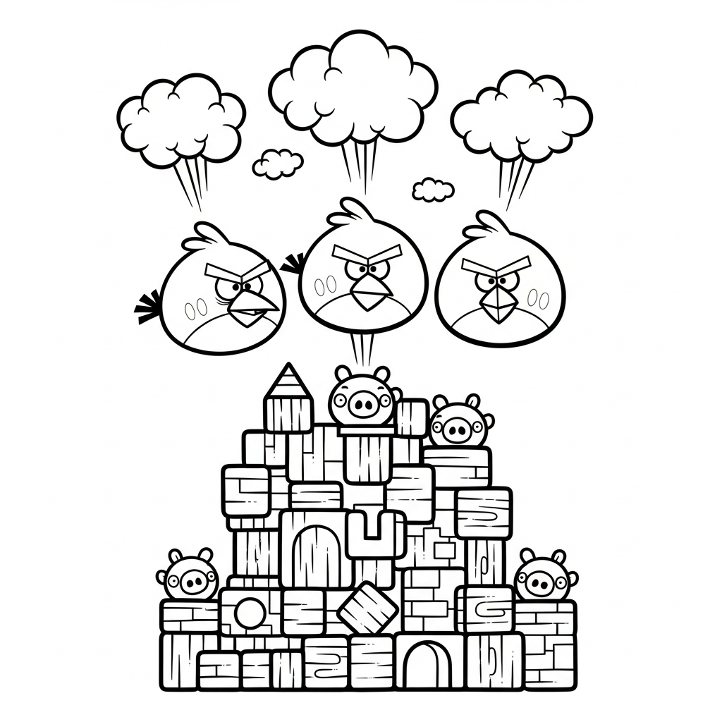 coloriage Angry Birds pour enfant de 7 ans