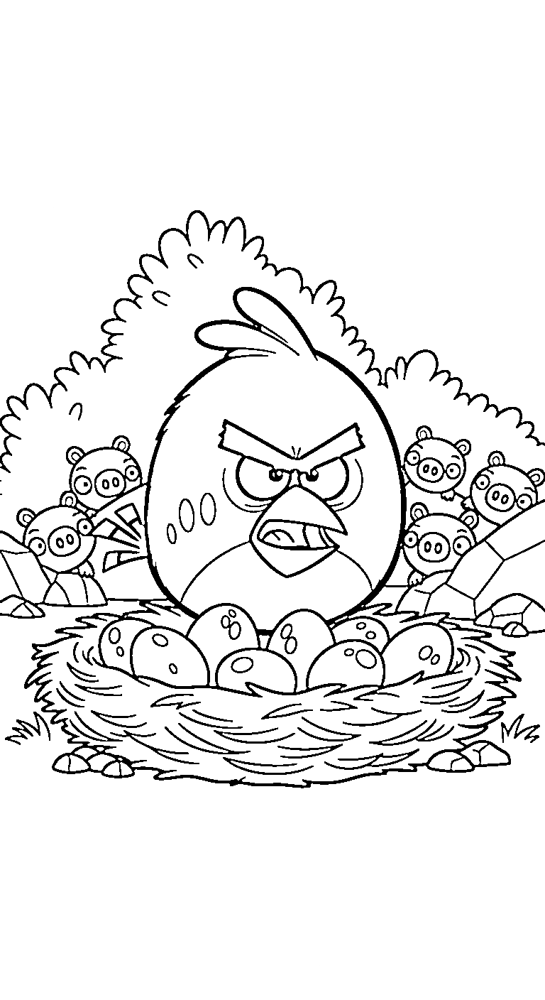 coloriage Angry Birds a imprimer pour enfant de 4 ans