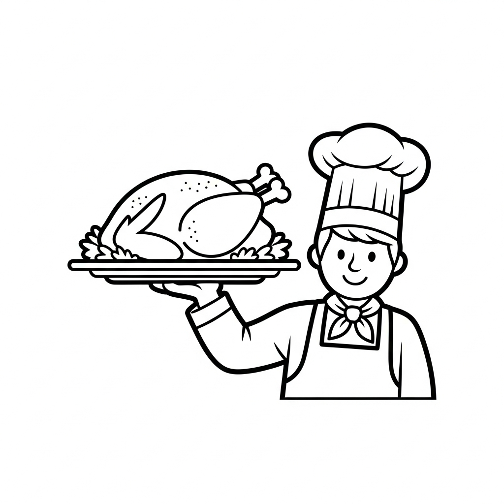 Uppdaterad målarbild med kock för utskrift för 4-åringar