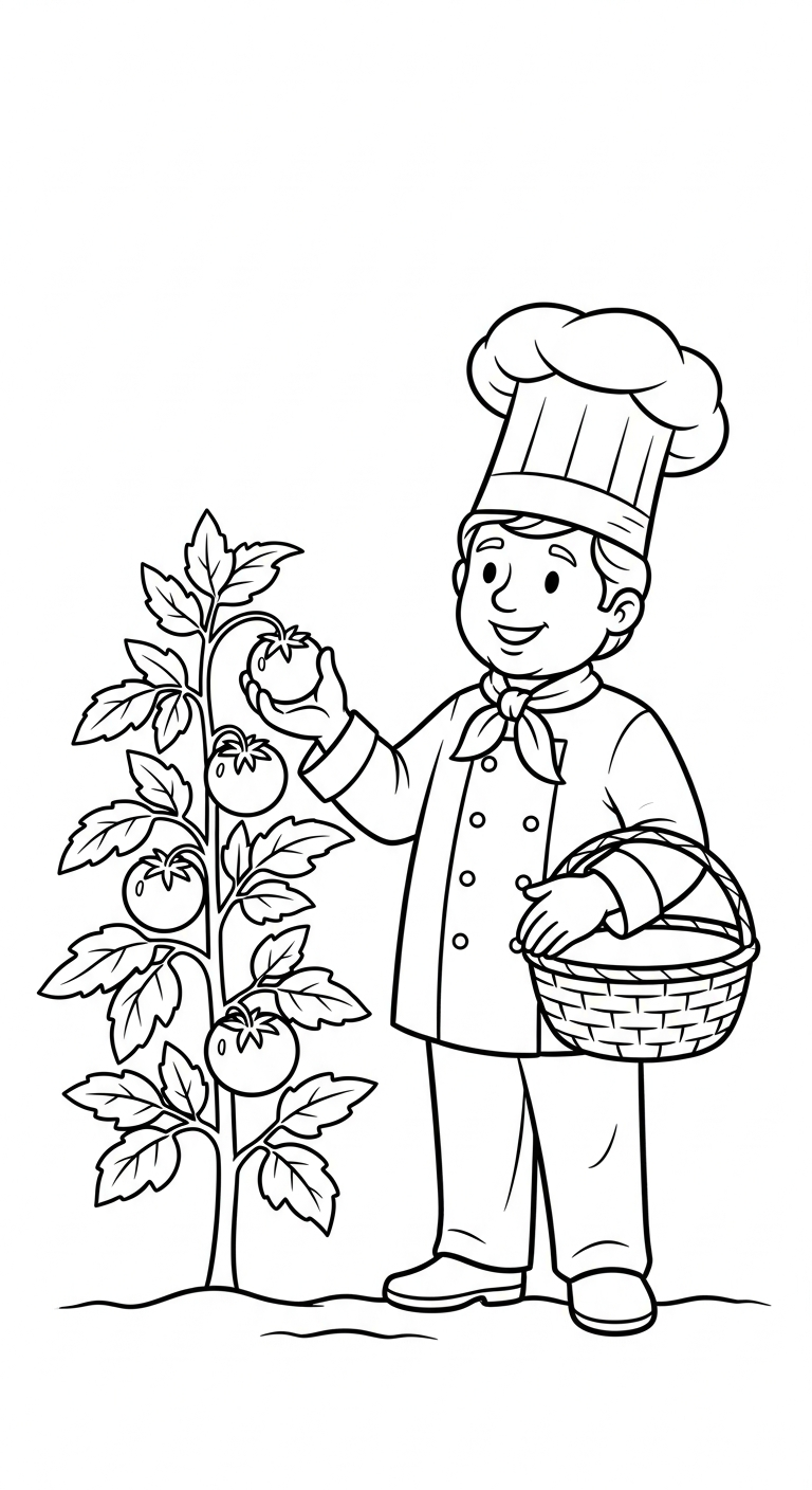 Uppdaterad målarbild med kock för utskrift för 4-åringar 1