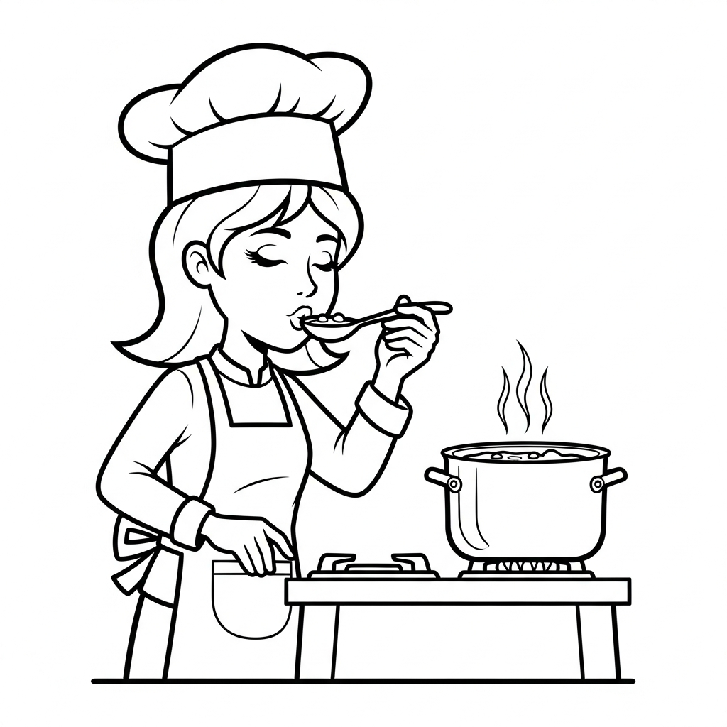 Målarbild för kock uppdaterad för utskrift i pdf-format