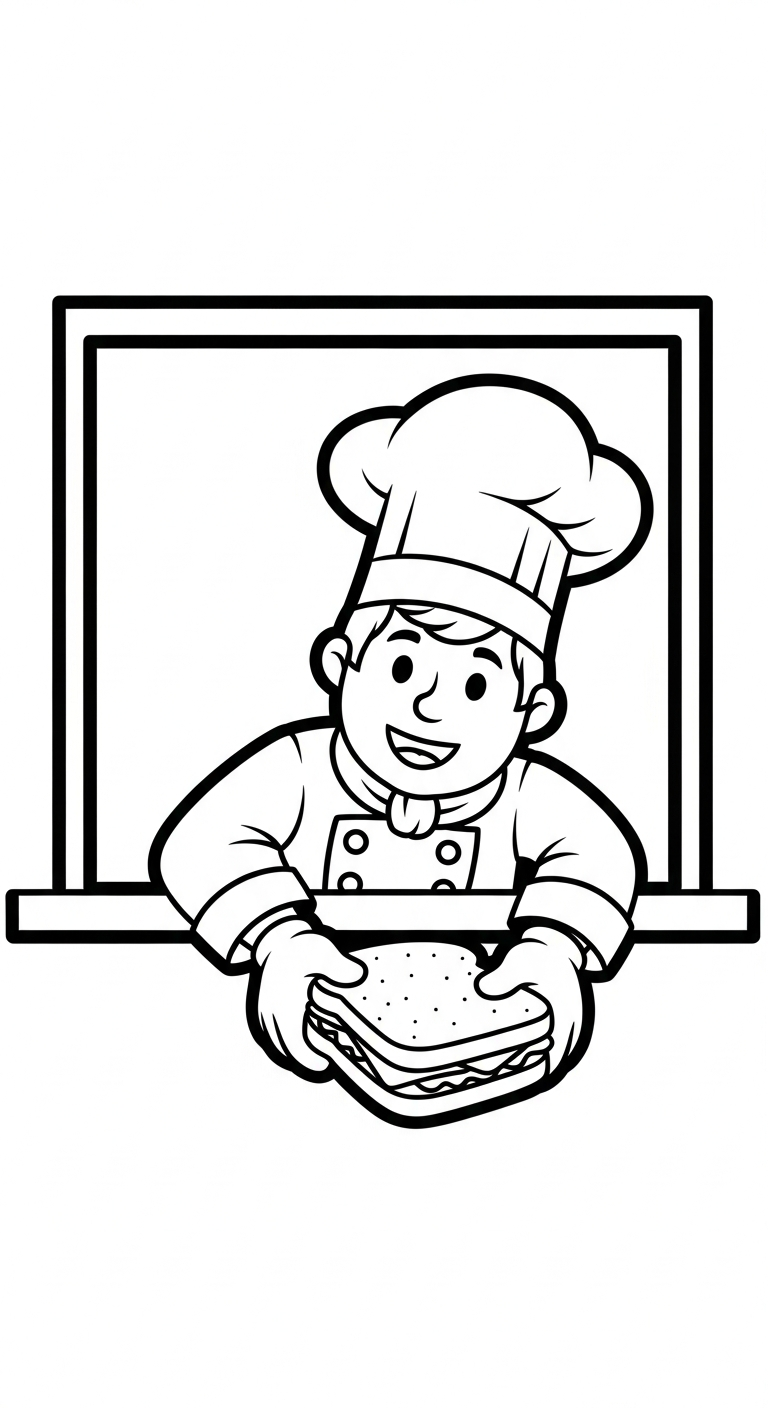 Uppdaterad målarbild för kock för barn att skriva ut