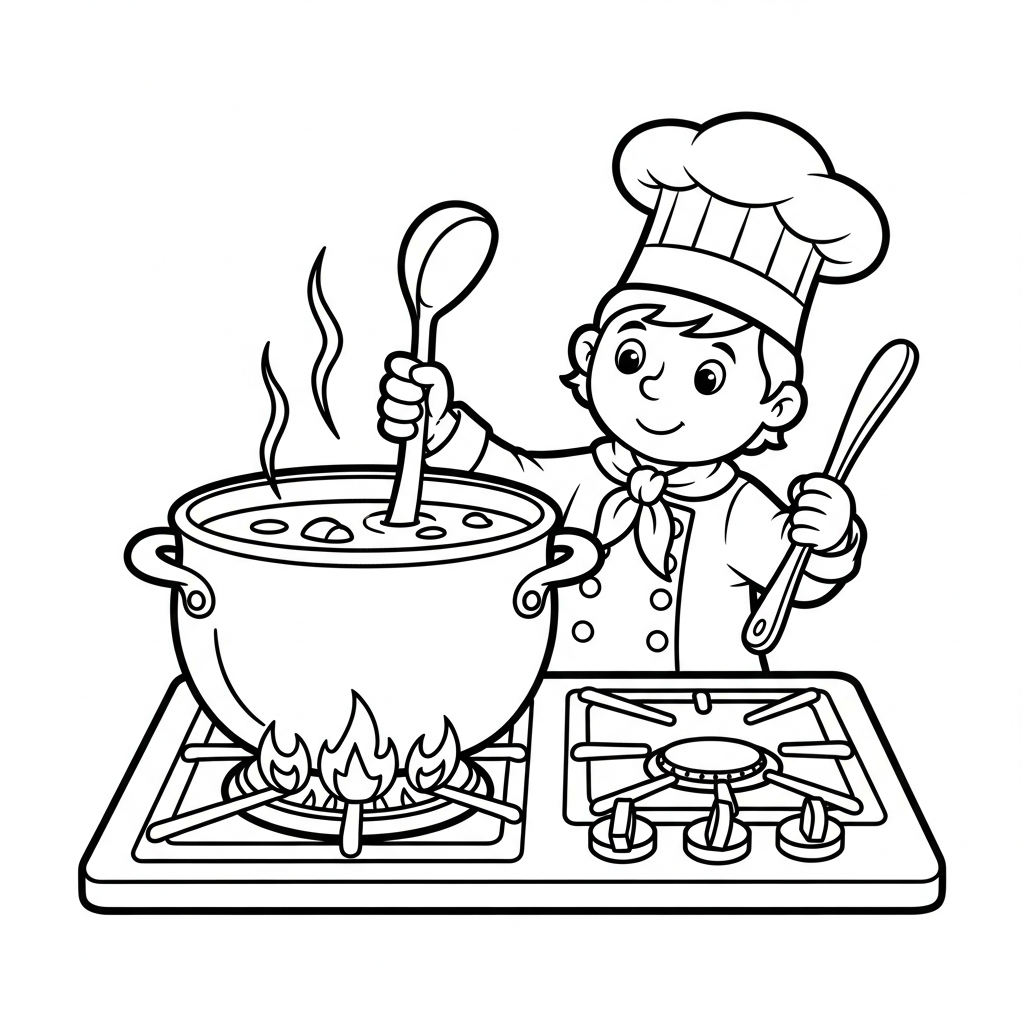 Uppdaterad målarbild med kock för utskrift för ett 12-årigt barn 1
