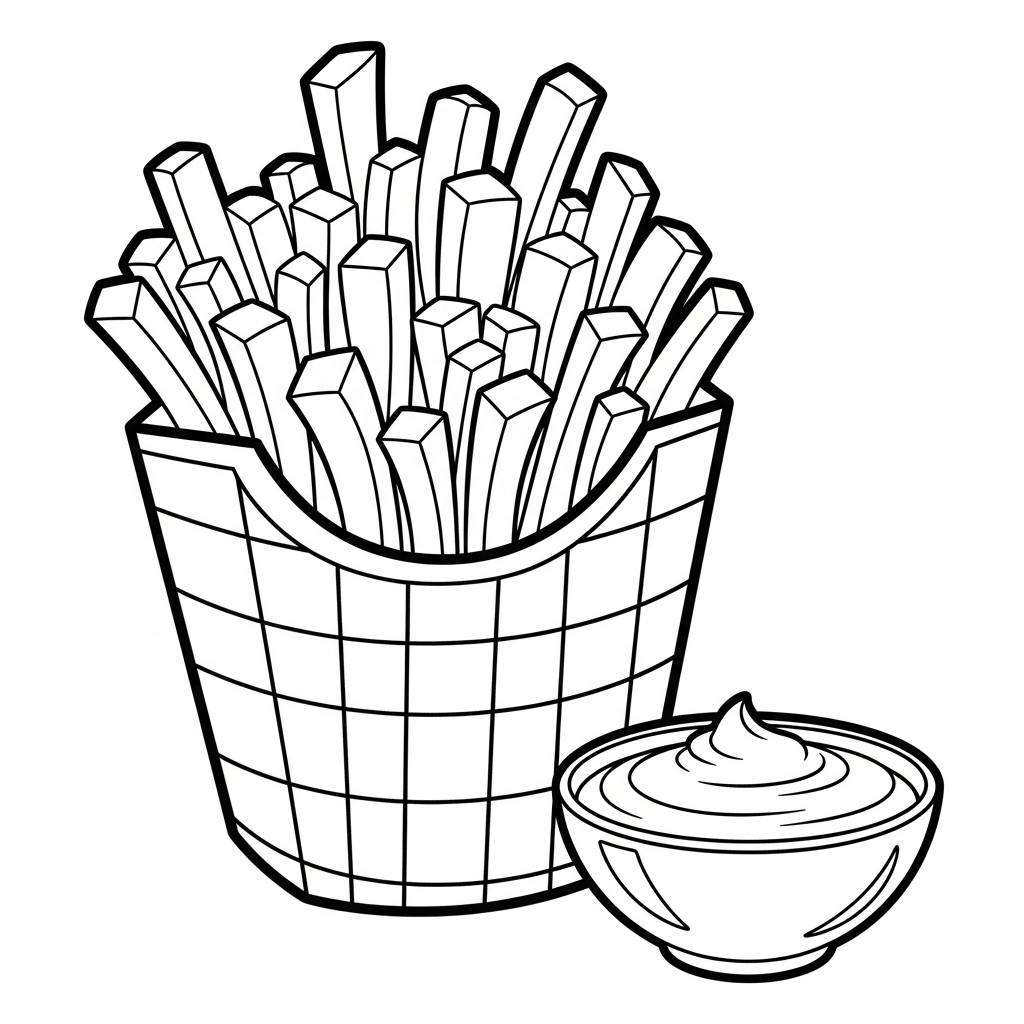 image de coloriage Frites updated pour enfant