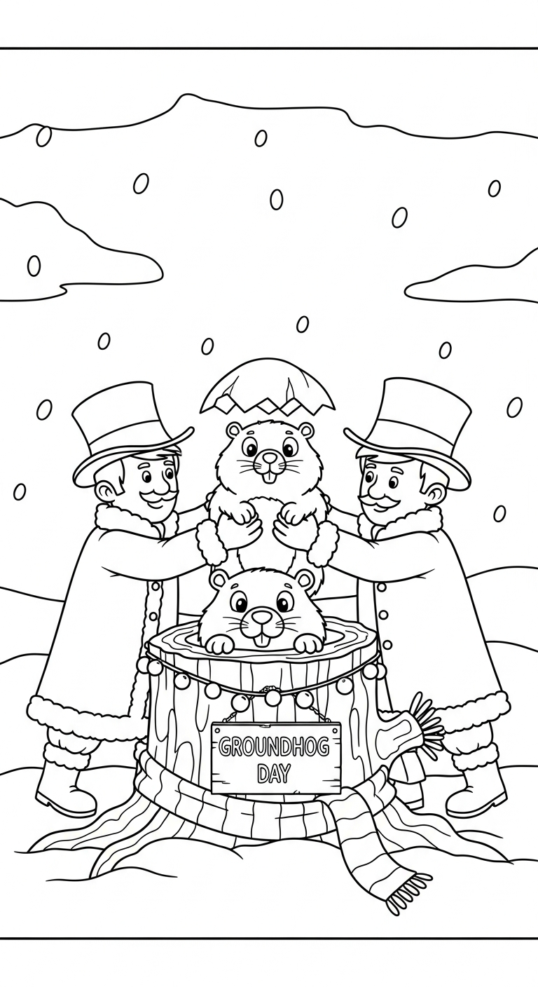 coloriage Jour de la Marmotte à imprimer pdf 1