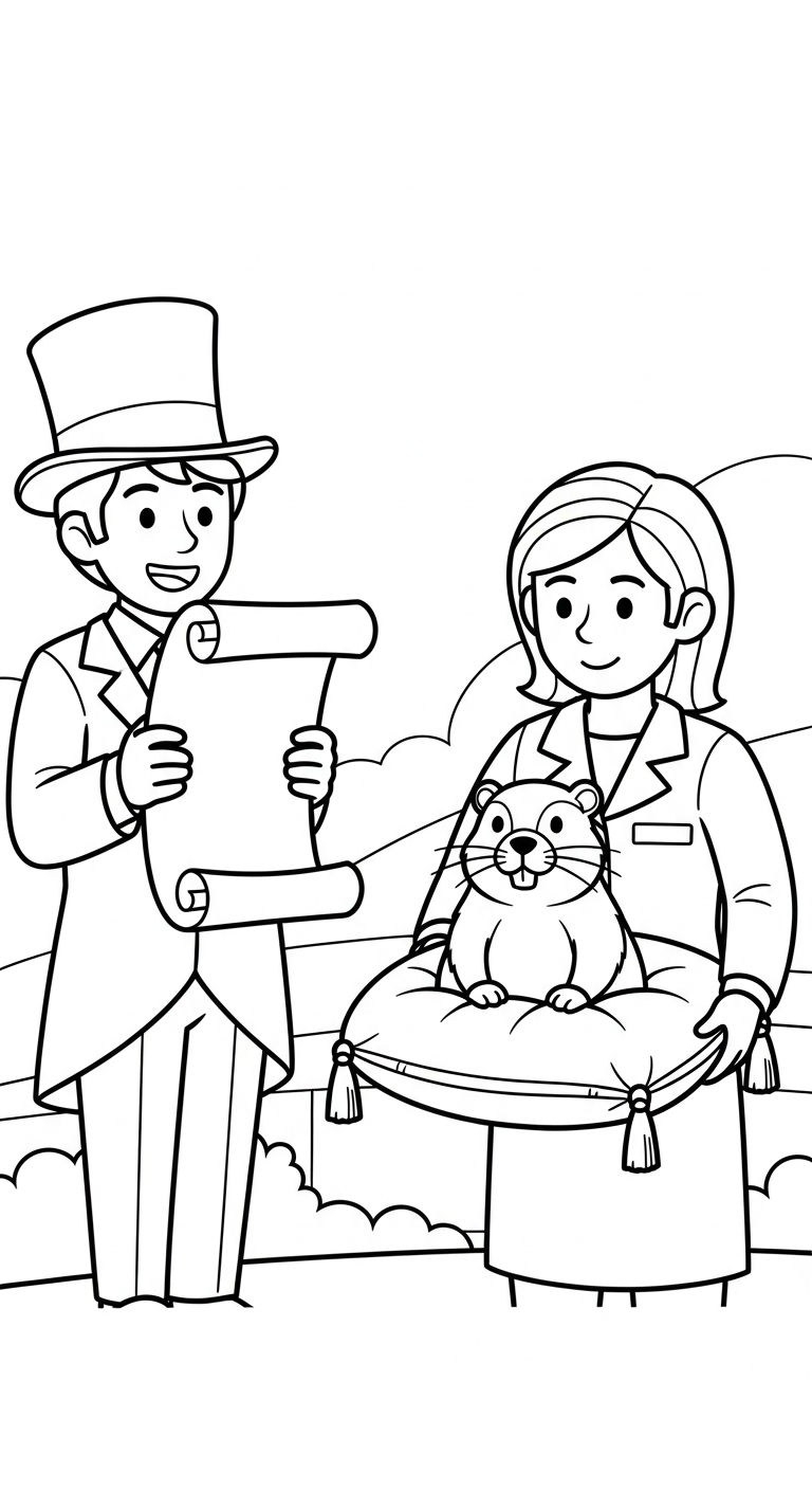 coloriage Jour de la Marmotte pour enfants a imprimer