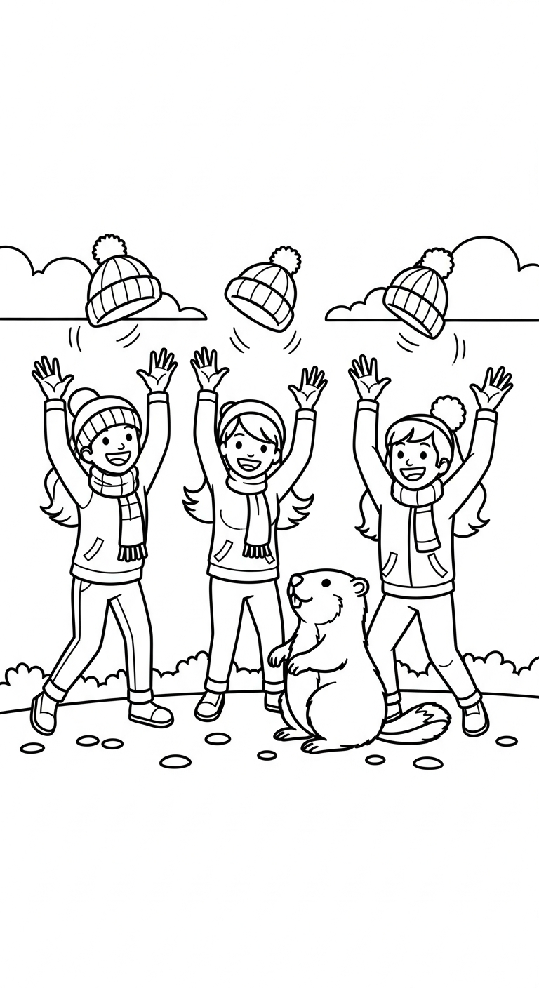coloriage Jour de la Marmotte à imprimer pour enfant de 6 ans