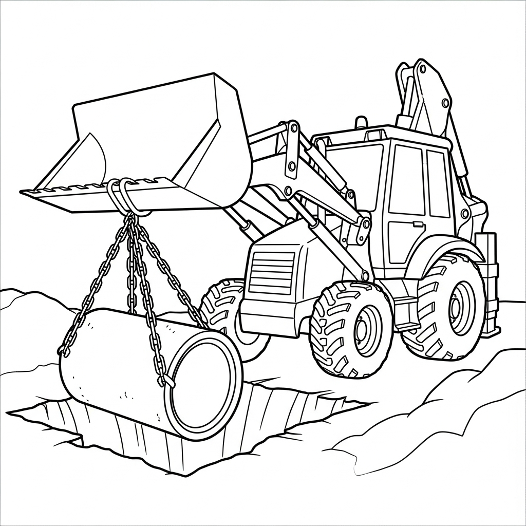 coloriage Tractopelle updated pour enfant de 2 ans