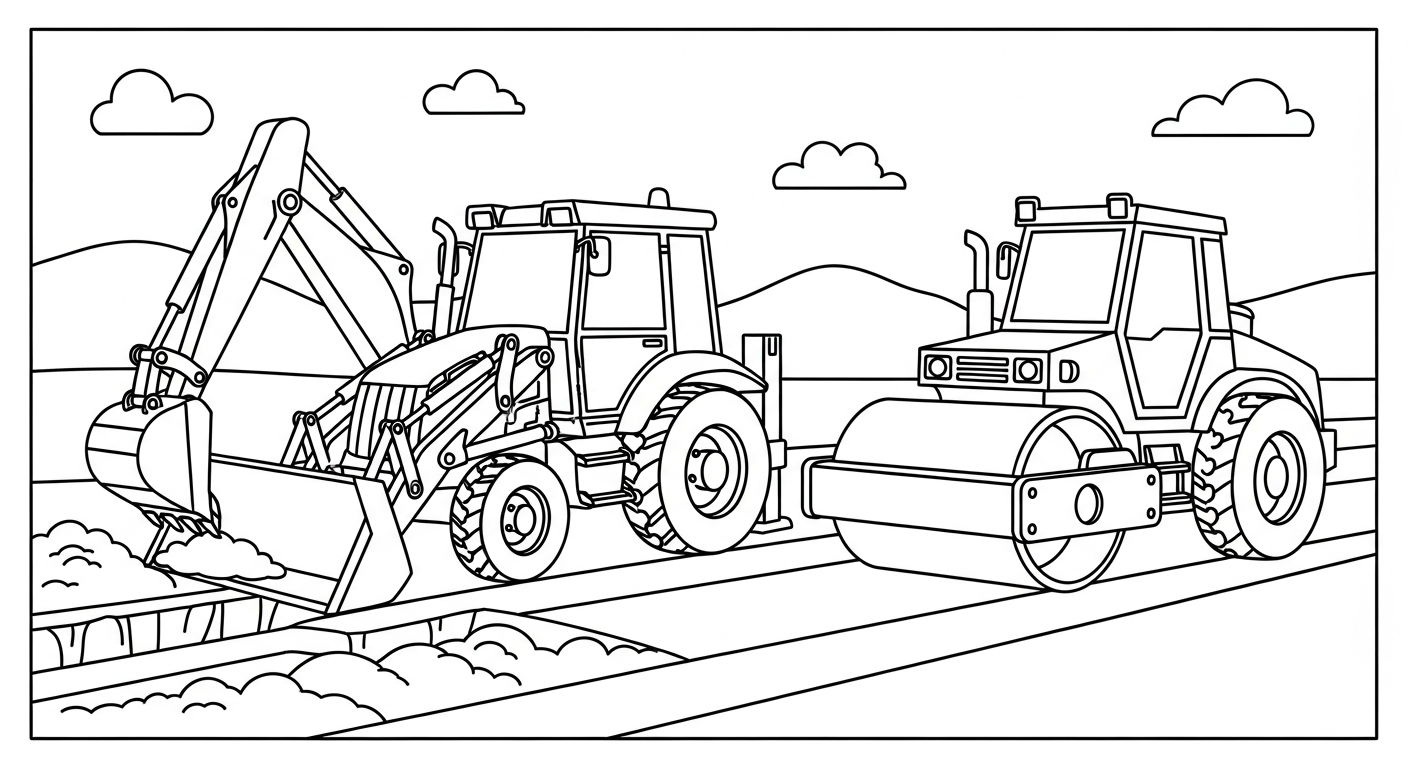coloriage Tractopelle updated a imprimer pour enfant de 4 ans