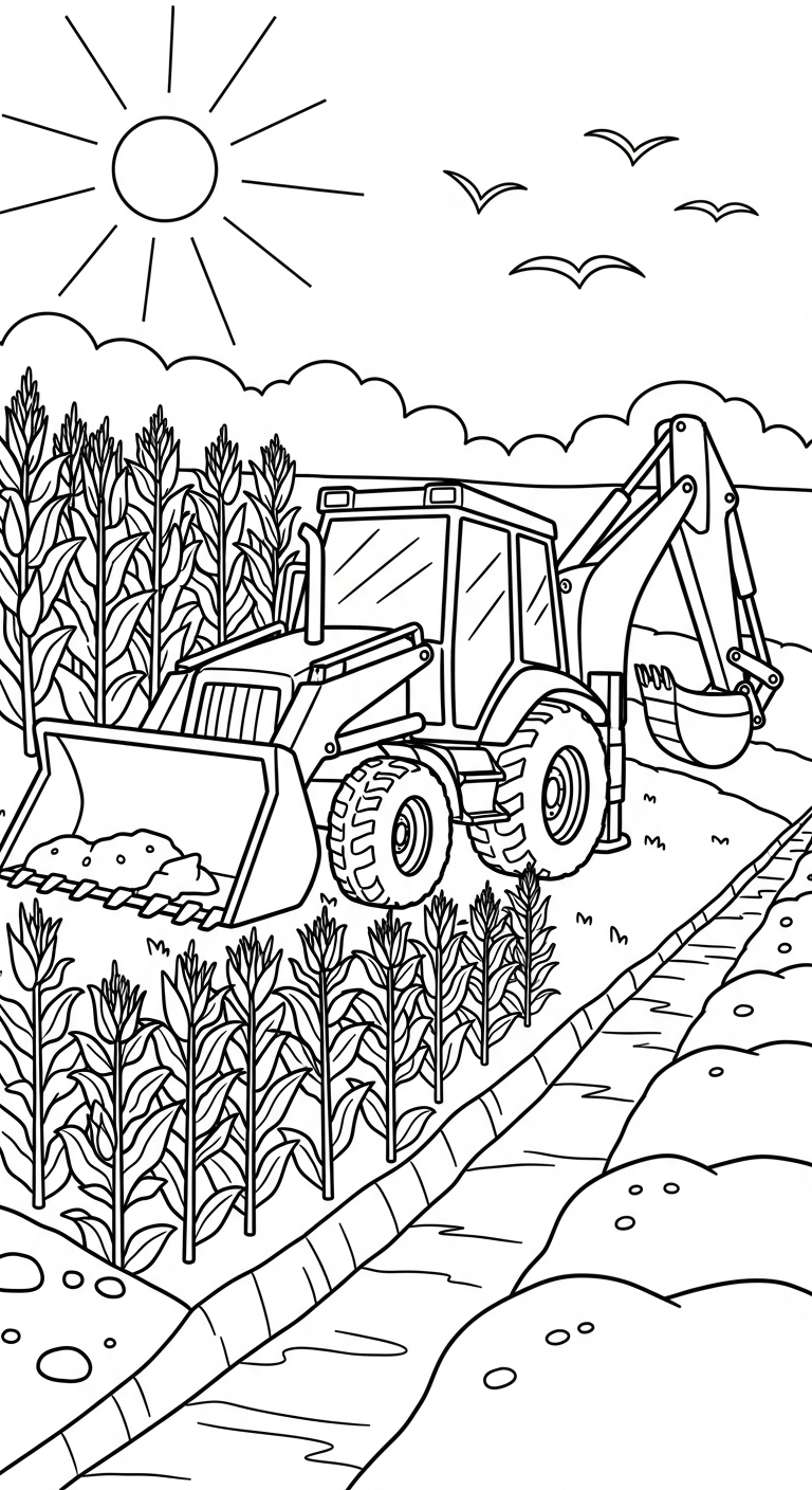 coloriage Tractopelle updated pour enfant de 10 ans