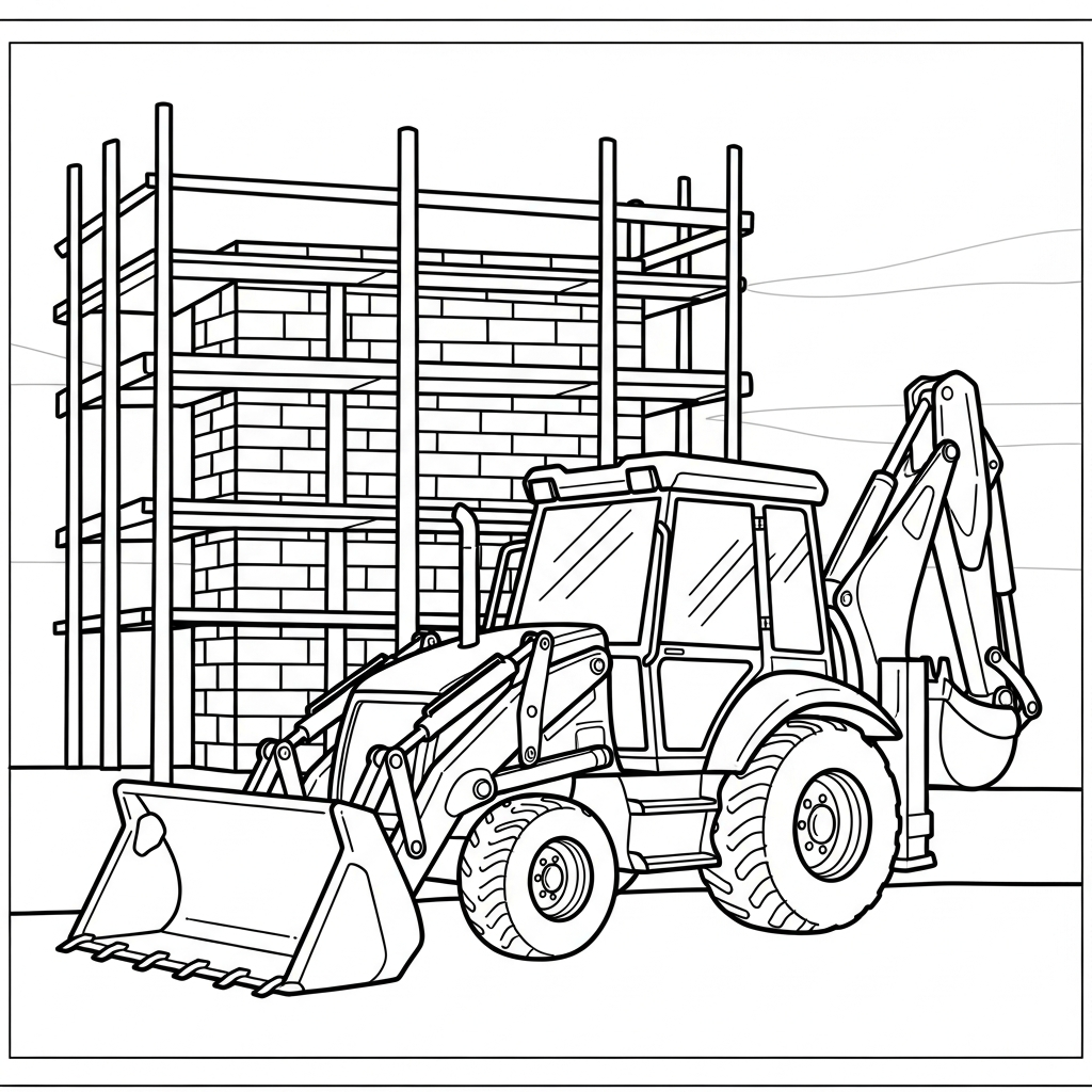 coloriage Tractopelle updated pour primaire