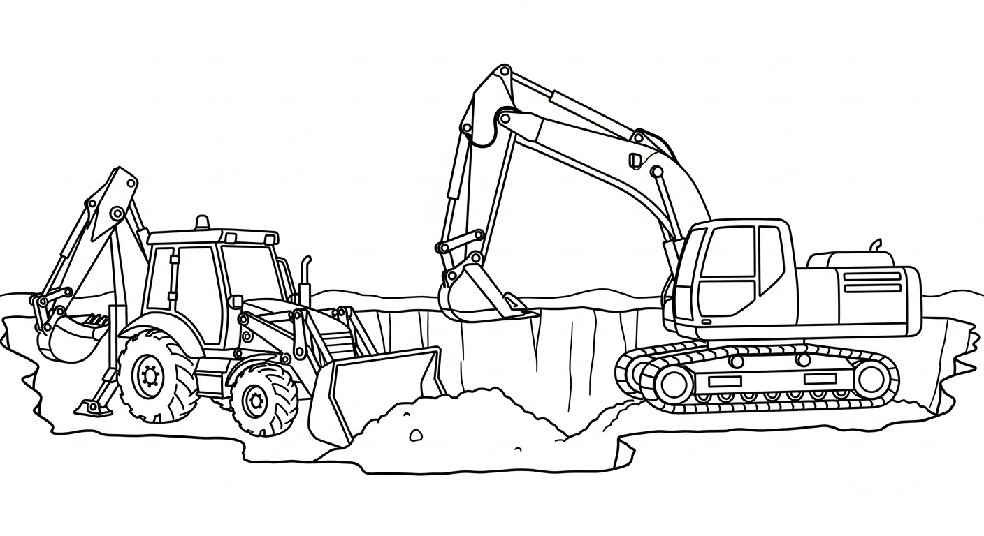 coloriage Tractopelle updated à imprimer pdf gratuit 1