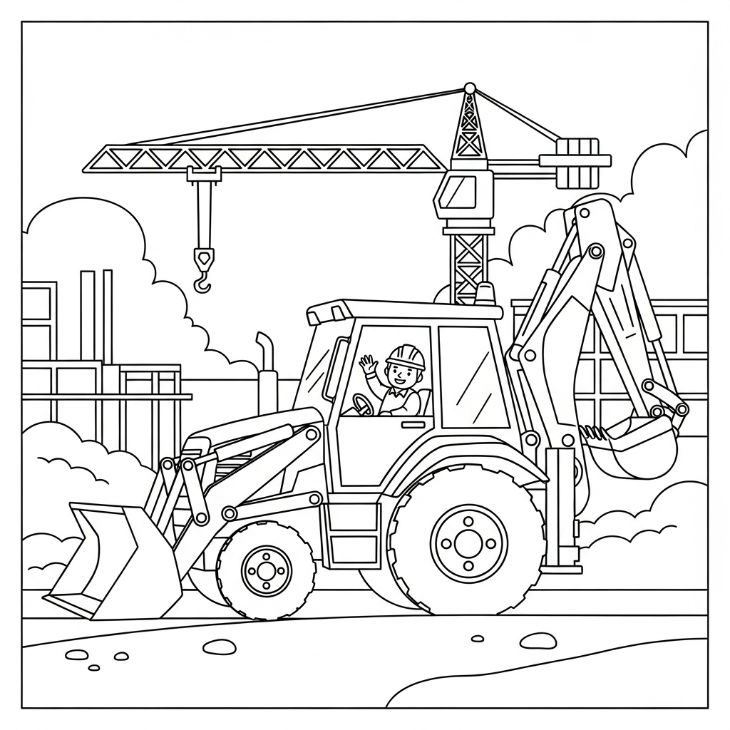 coloriage Tractopelle updated à imprimer kawaii