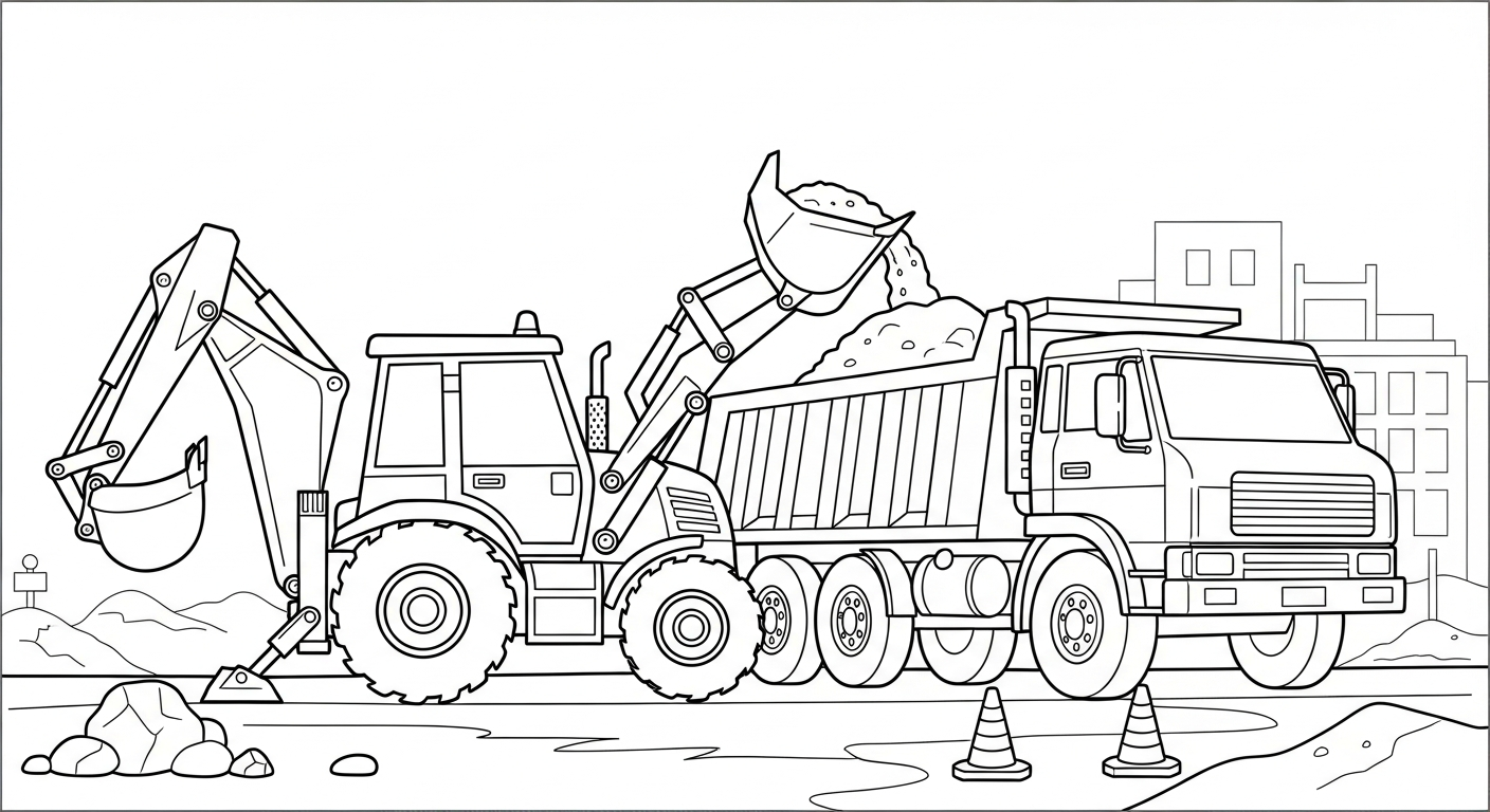 coloriage Tractopelle updated pour enfant de 6 ans