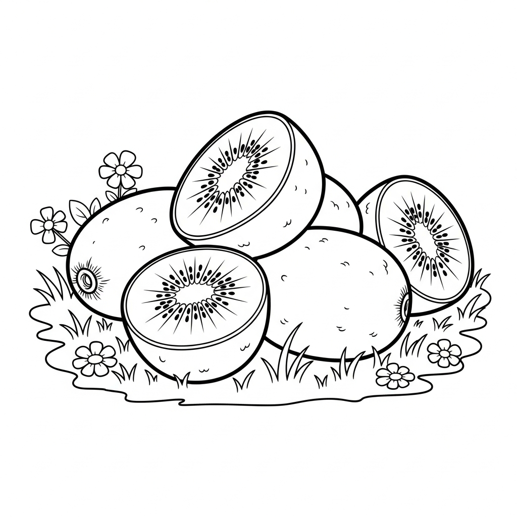coloriage kiwi et decoupage 1