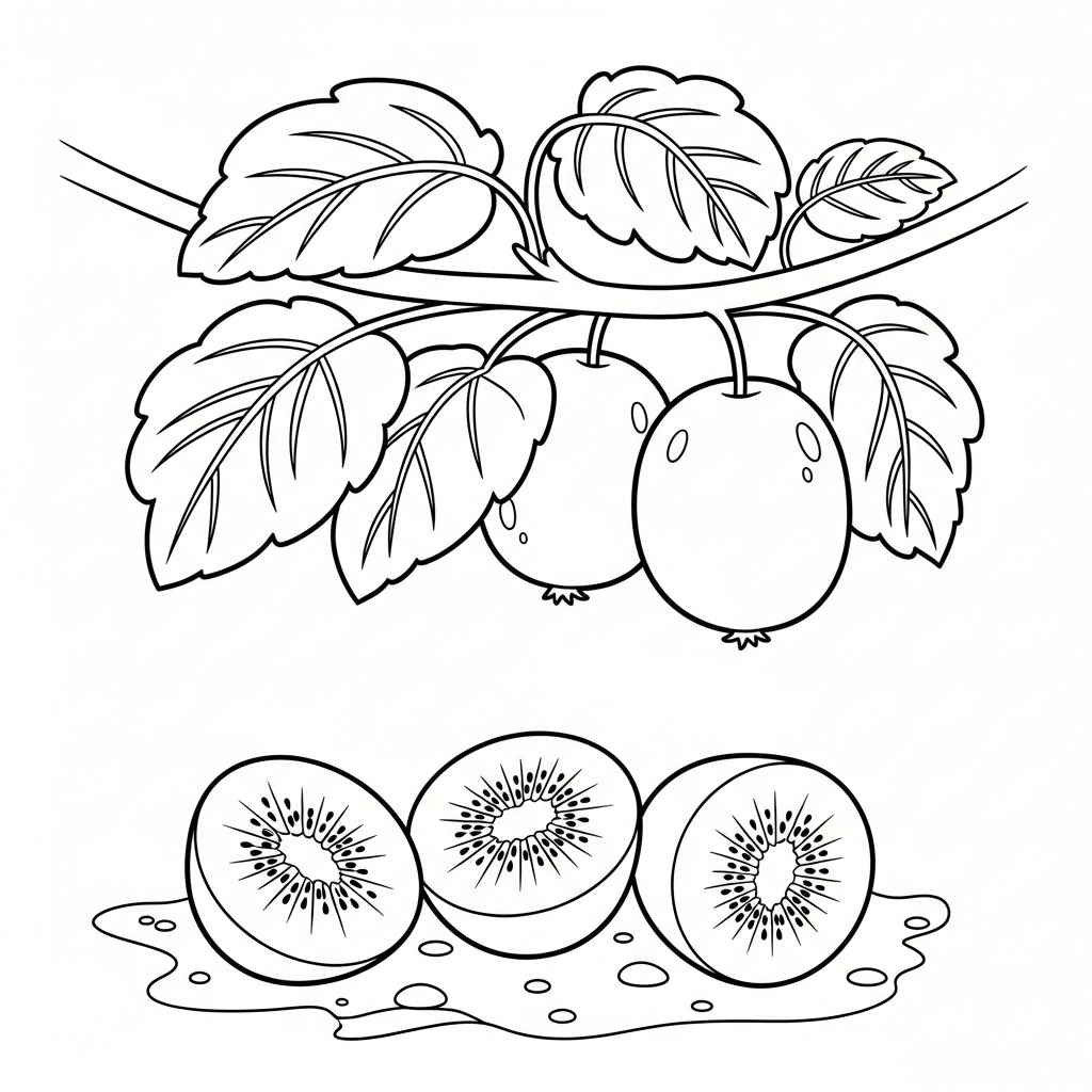 coloriage kiwi à imprimer pour enfant de 6 ans