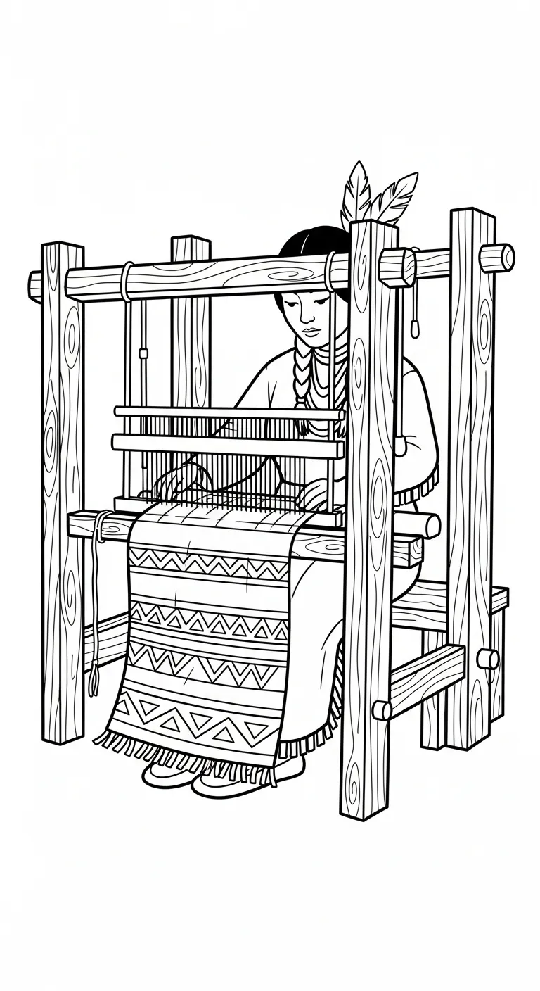 image pour coloriage Amérindiens enfant