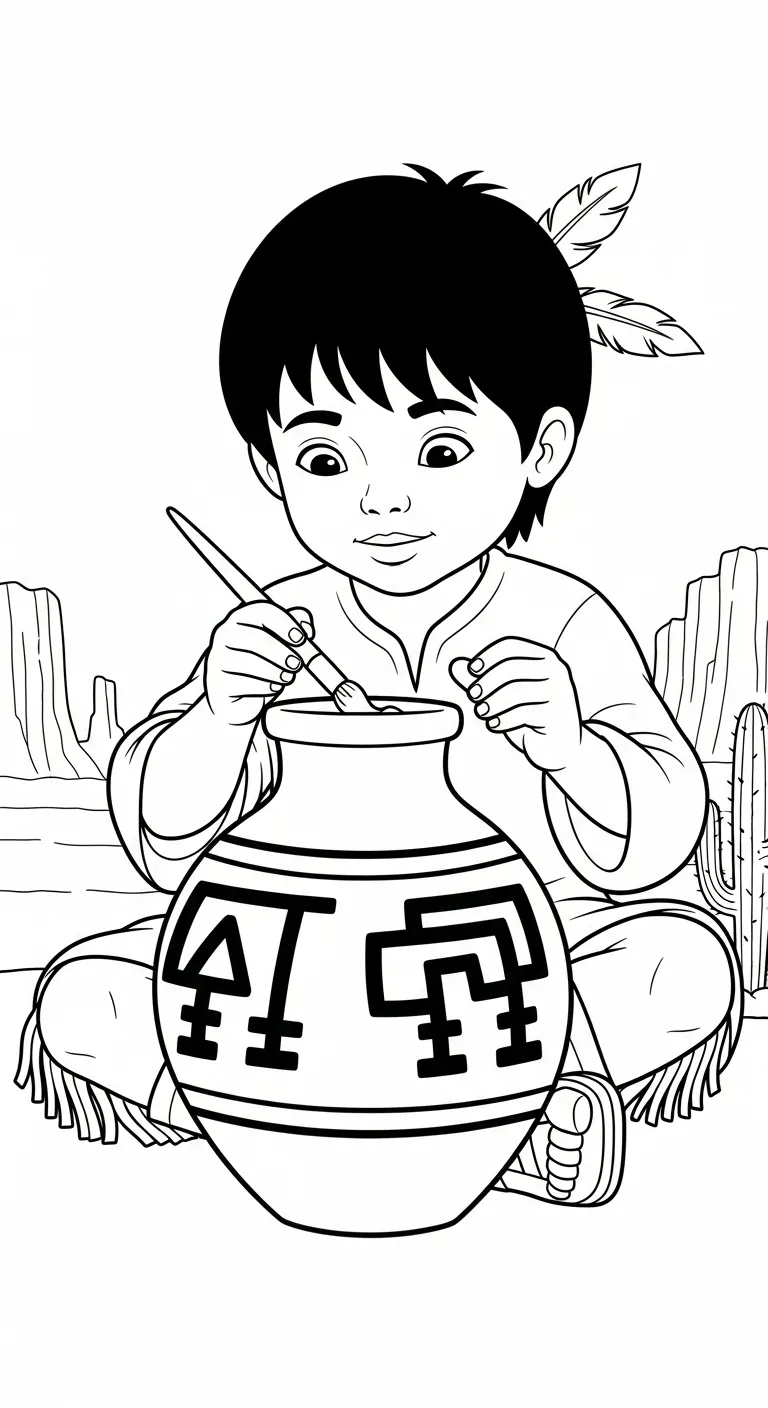 coloriage Amérindiens a imprimer pour enfant de 4 ans