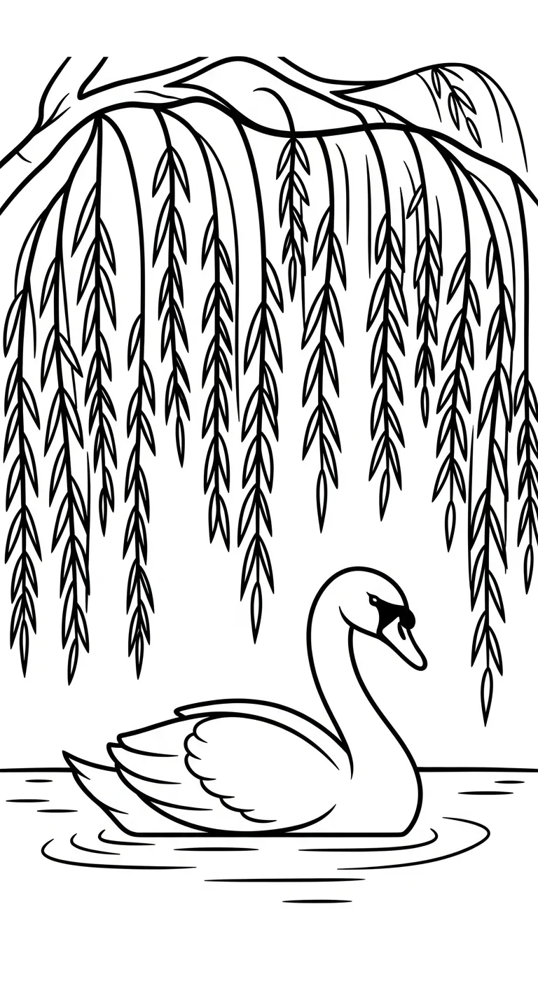 coloriage Cygne et decoupage a imprimer gratuit
