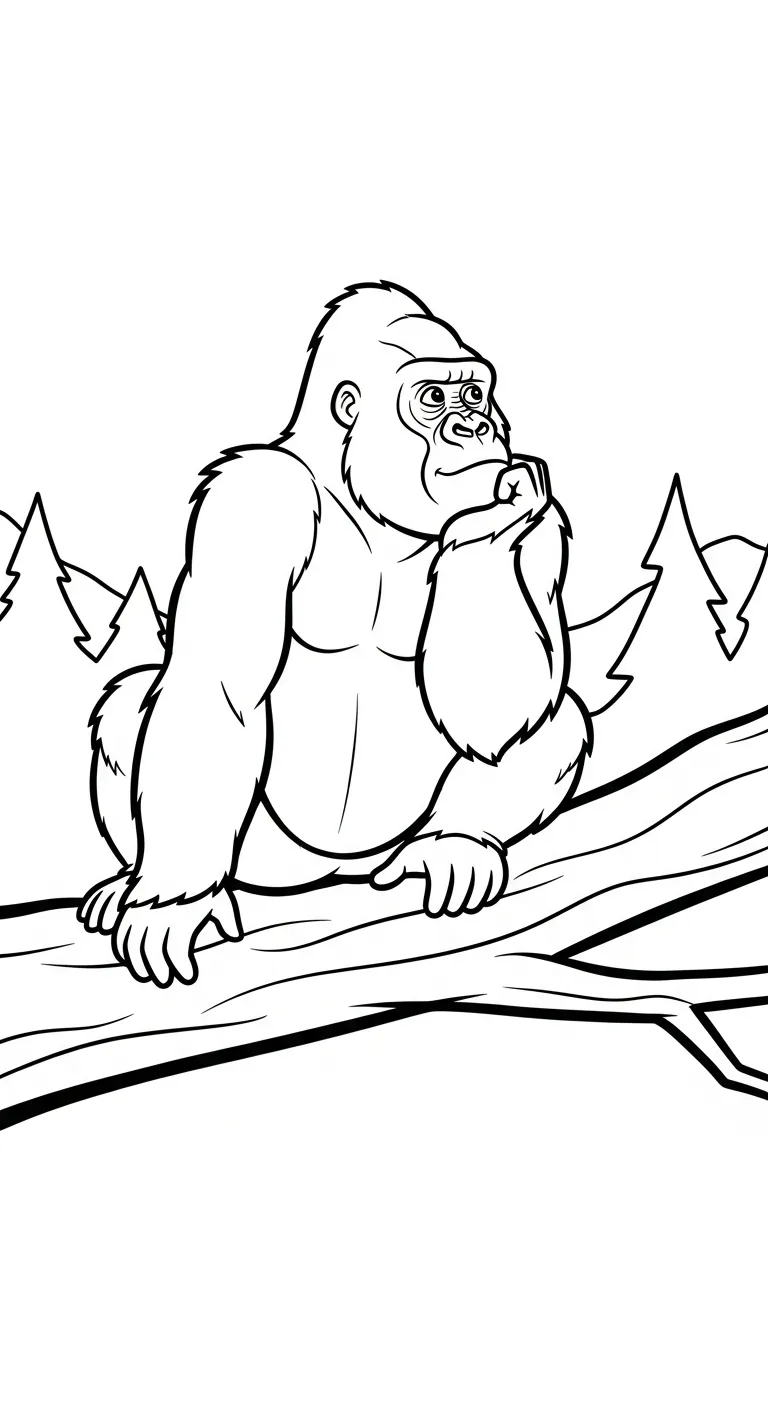 coloriage Gorille à imprimer kawaii 1