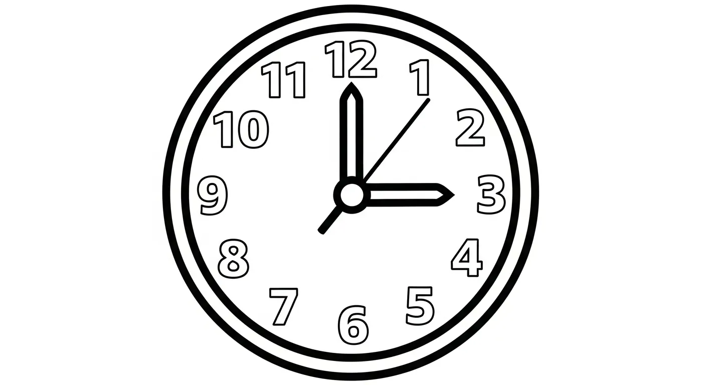 coloriage Horloge à imprimer pour enfant de 12 ans