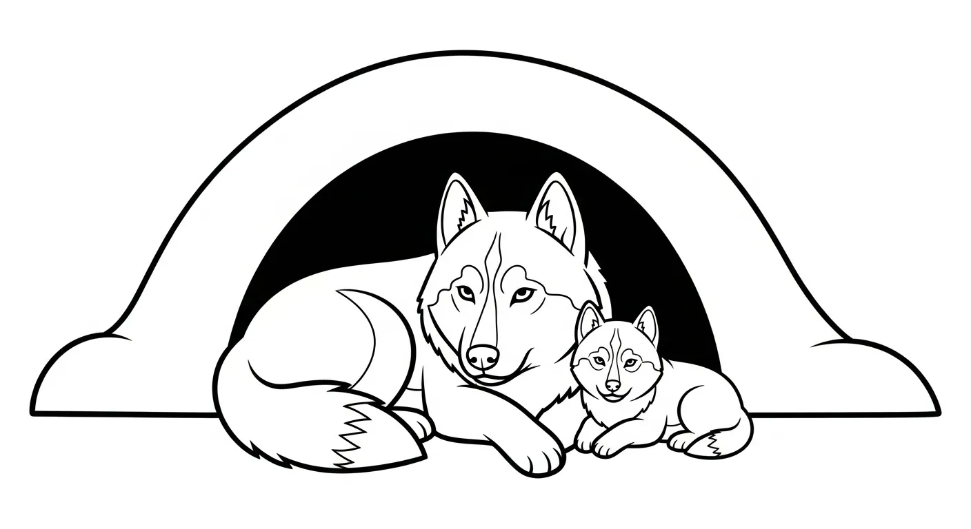 coloriage Husky pour enfant de 5 ans